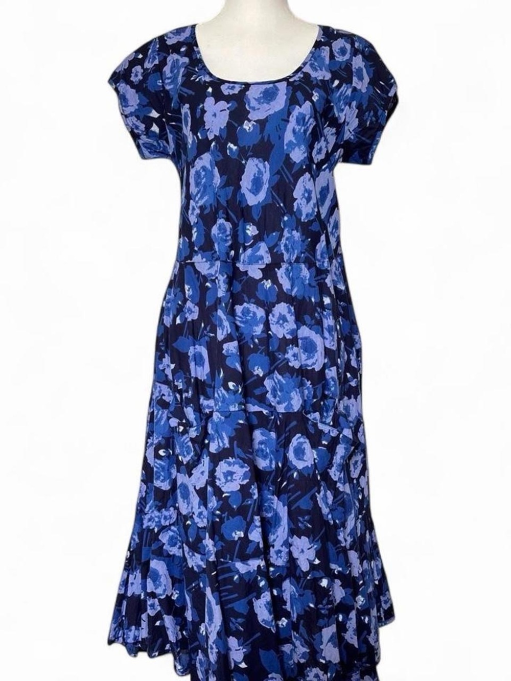 Women’s Blue Floral Tiered Dress